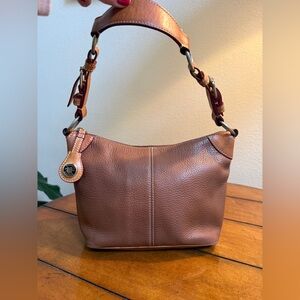 Dooney & Bourke All Weather Leather Pebble  Tan Shoulder Hobo Vintage (flaws)